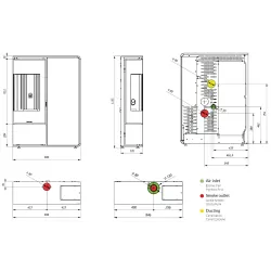Poêle à granulés extra plat I-DEA Angolo (sortie dessus)
