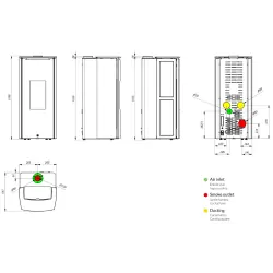 Poêle à granulés étanche Odette (sortie arrière) - 8 Kw