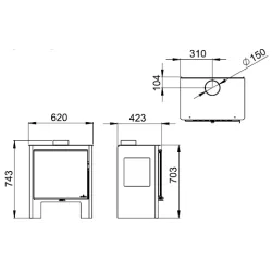 Poêle à bois 3 vitres Shiva - 10 Kw