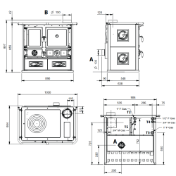 Cuisinière à bois bouilleur TermoRosa DSA.16 - 11 Kw