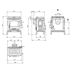 Poêle à bois avec chauffe plat Isetta Con Cerchi.16 - 7,3 Kw