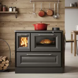 Cuisinière à bois en fonte sur socle Andésite
