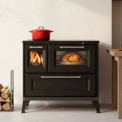 Cuisinière à bois en fonte sur pied Andésite noir
