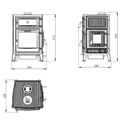 Poêle à bois avec four Pyrite - 13 Kw