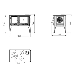 Cuisinière à bois Basalte - 8 Kw