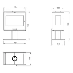 Poêle à bois vue panoramique Helia - 10 Kw
