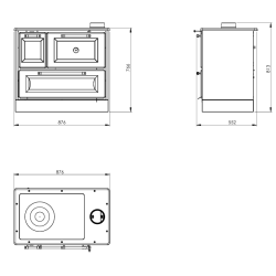 Cuisinière à bois sur socle Andésite - 8 Kw