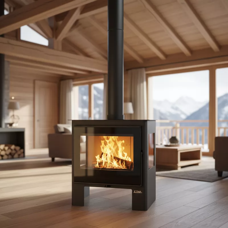 Poêle à bois Shiva Etna 10 kW 3 vitres, triple combustion, bûches 56 — free download
