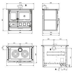 Cuisinière à bois Rosa XXL.16 Petra - 10,5 Kw