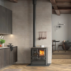 Cuisinière à bois Rosetta Sinistra.16 Steel - 7,9 Kw