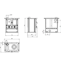 Cuisinière à bois Rosetta Sinistra.16 Steel - 7,9 Kw