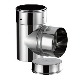 Té 90° mâle poêle tubage Ø130 – SW 304 / SW VT / SW VT PLUS / DECO 2 mm à FLEX 316 Ø150