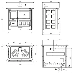 Cuisinière à bois Rosa XXL.16 - Maiolica - 10,5 Kw