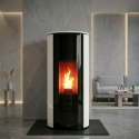 Poêle à granulés étanche Chrissie blanc (sortie concentrique dessus) - 6 Kw