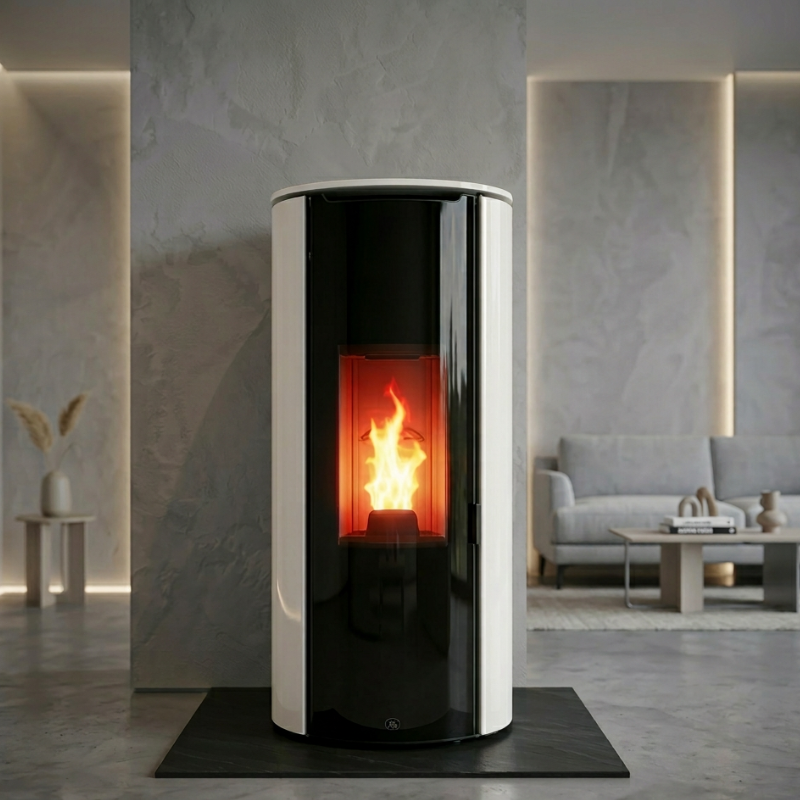 Poêle à granulés étanche Chrissie blanc (sortie concentrique dessus) - 6 Kw