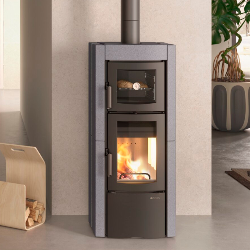 Poêle à bois avec four Ester Forno Evo pierre vulcan - 8 Kw