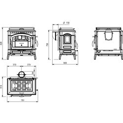 Poêle à bois avec chauffe plat Isotta con cerchi - 9,3 Kw
