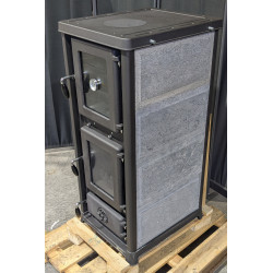Poêle à bois avec four et plaque de cuisson Olympia Pierre Ollaire - Reconditionné - A - 12,2 Kw