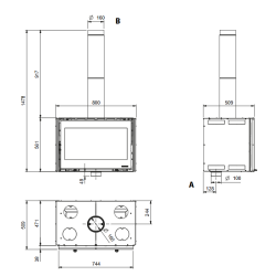 Insert à bois Inserto 80 wide - 12,4 Kw