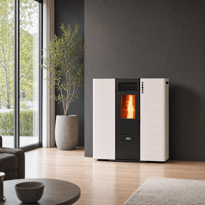 Poêle à granulés canalisable extra plat Ricanto - 10 Kw