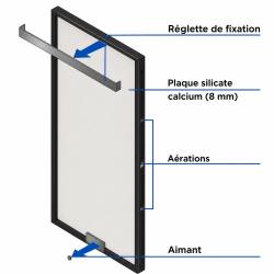 Protection murale rectangulaire 85 x 120 cm - Noir