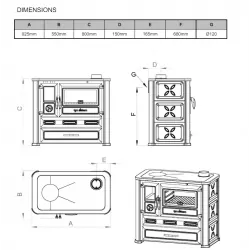 Cuisinière à bois Alma Mons - 9 Kw