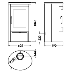 Poêle à bois étanche Oval 3 Stones - 8,7 Kw