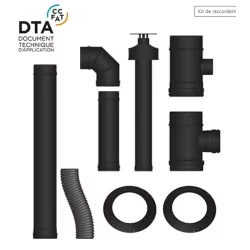 Pack Poêle à granulés étanche Vulcano EVO + Kit conduits concentrique sortie arrière - 12 Kw