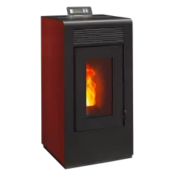 Poêle à granulés étanche Vulcano EVO 12kw bordeaux gauche