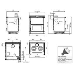 Cuisinière à bois encastrable Verona XXL Maiolica - 7 Kw
