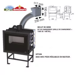 Option : socle avec pieds réglables pour Insert mixte bois granules Vemiculite