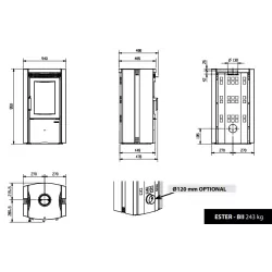 Poêle à bois avec four Ester Forno Evo pierre vulcan - 8 Kw