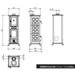 Poêle à bois avec four Gemma Forno 5.0 Ceramica - 7,3 Kw
