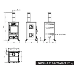 Poêle à bois Rossella R1 5.0 Ceramica - 9 Kw