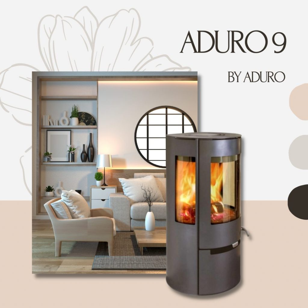 Poêle à Bois Design Aduro 9.1 – Rond, Noir, 9 KW, Classe A+, 5 étoiles (Neuf)