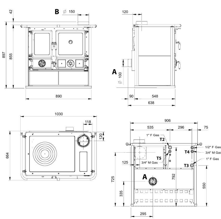 schéma cuisinière à bois Petra